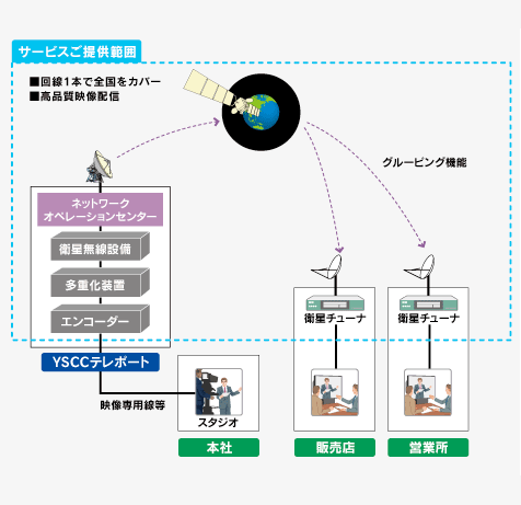 SkyAccess Videoサービスシステム概要図の図